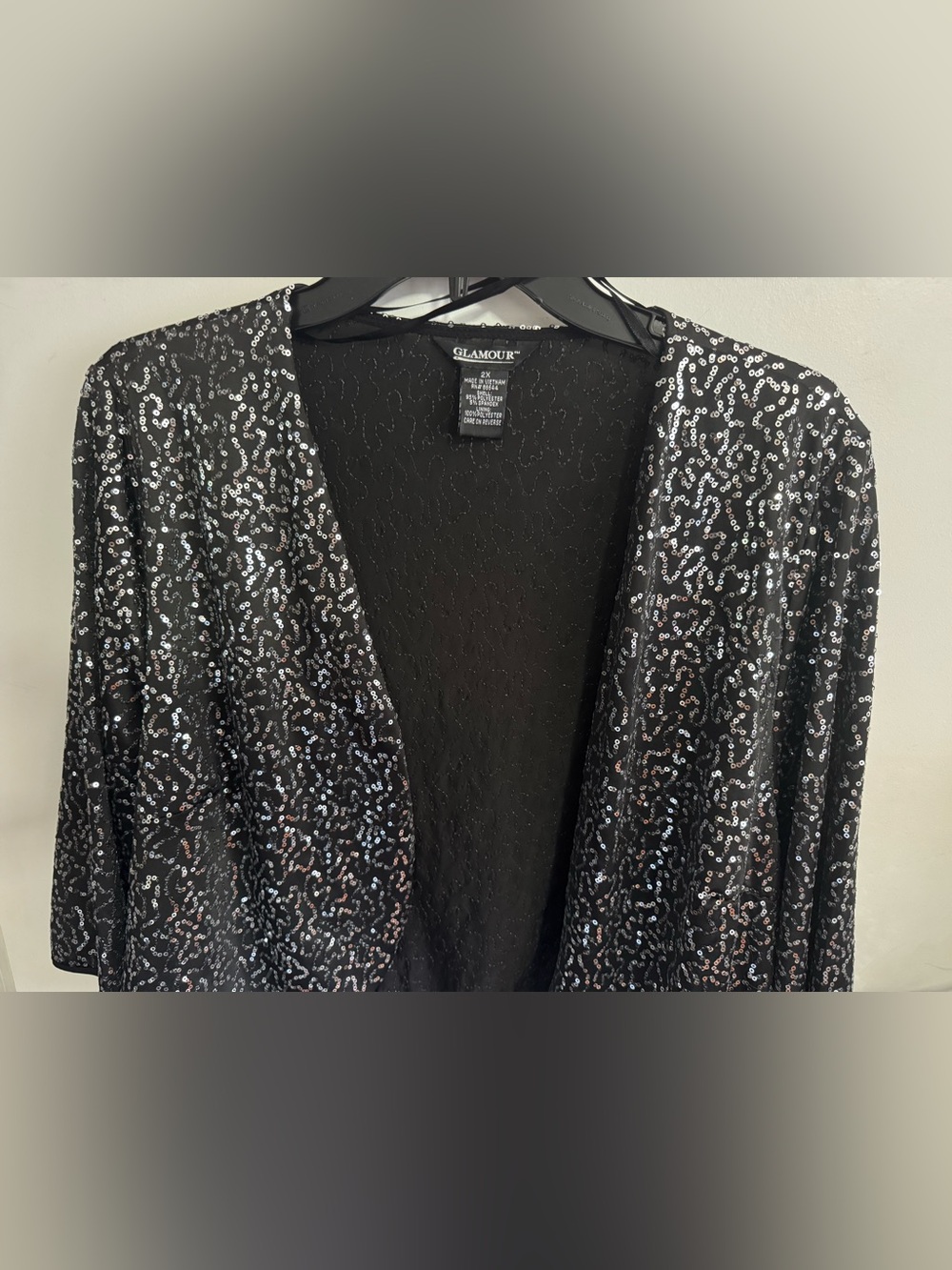 Black w/ Silver Sequin Open-Front Jacket